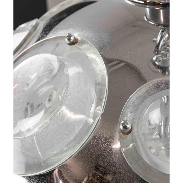 Oscar Torlasco Vintage Chromed Metal and Glass Pendant Lamp by Oscar Torlasco, 1970s For Sale - Image 4 of 8