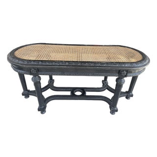 19th-Century Louis XVI-style French Cane-Seat Piano Bench For Sale