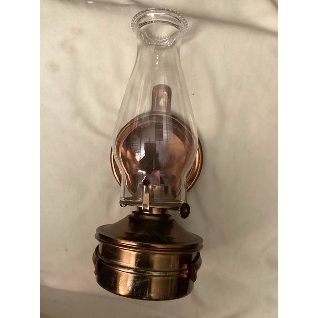 Metal Pair of Vintage Copper Wall – Mount Oil Lamps For Sale - Image 7 of 7