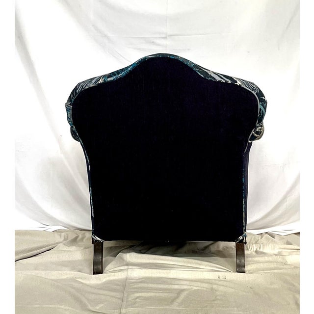1920s Newly Reupholstered Linen Chinoiserie Club Chair For Sale - Image 6 of 6