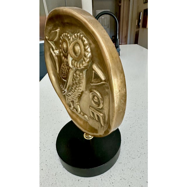 Bronze Mid Century Greek Athenian Owl Architectural Fragment on Stands For Sale - Image 8 of 15