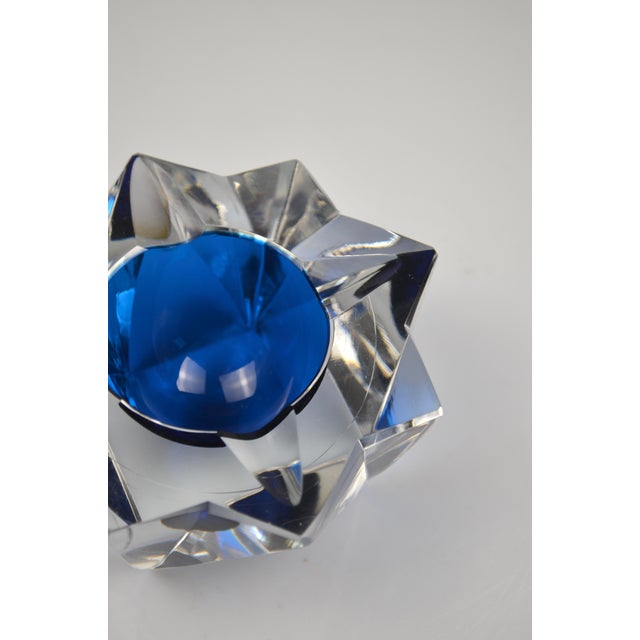 Faceted Crystal Ashtray with Blue Center from Saint Louis, France, 1970s For Sale - Image 11 of 13