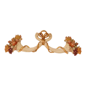 Italian Wall Ornament Florentine Hand Carved Giltwood and Polychrome Cornucoppia Horn Tariff Free Delivery