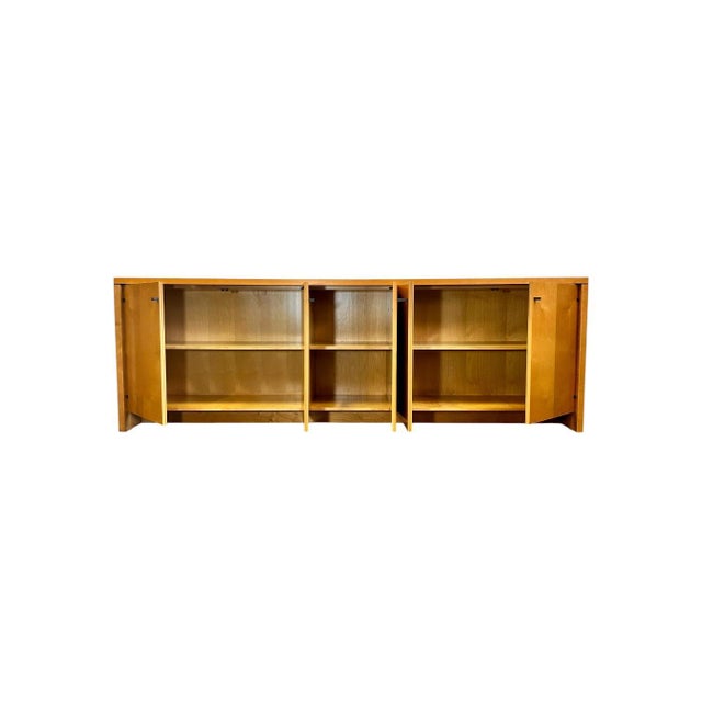 Birch Wood and Brass Sideboard by Pierre Balmain, 1980 For Sale - Image 4 of 18