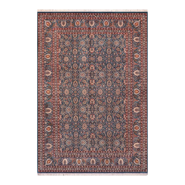 Art Nouveau 1990's Floral Pak-Persian Blue/Blue Wool Rug - 9'11'' X 14'6'' For Sale