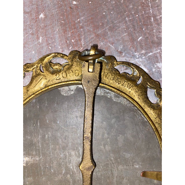 Metal Ornate Gilt Brass Oval Frame With a Madonna and Child Print. For Sale - Image 7 of 7