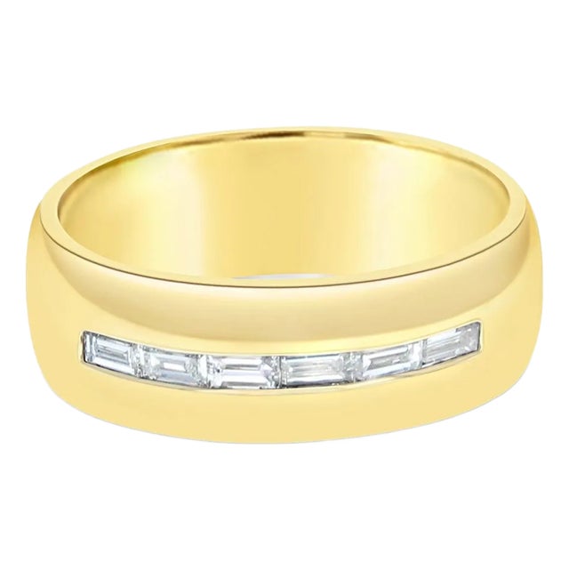 Mens Baguette Diamond Wedding Band .50cttw 14k Yellow Gold, Size 11 For Sale