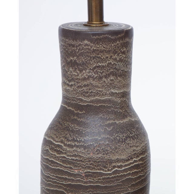 1950s Design Technics Lee Rosen Brown Pottery Table Lamp For Sale - Image 5 of 10
