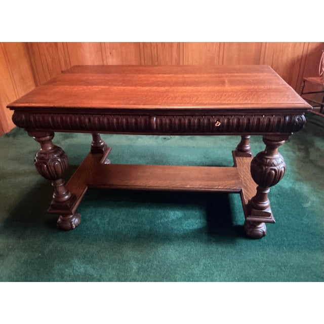 Antique Arts and Craft Quarter Sawn Library/ Console Table For Sale In Detroit - Image 6 of 10