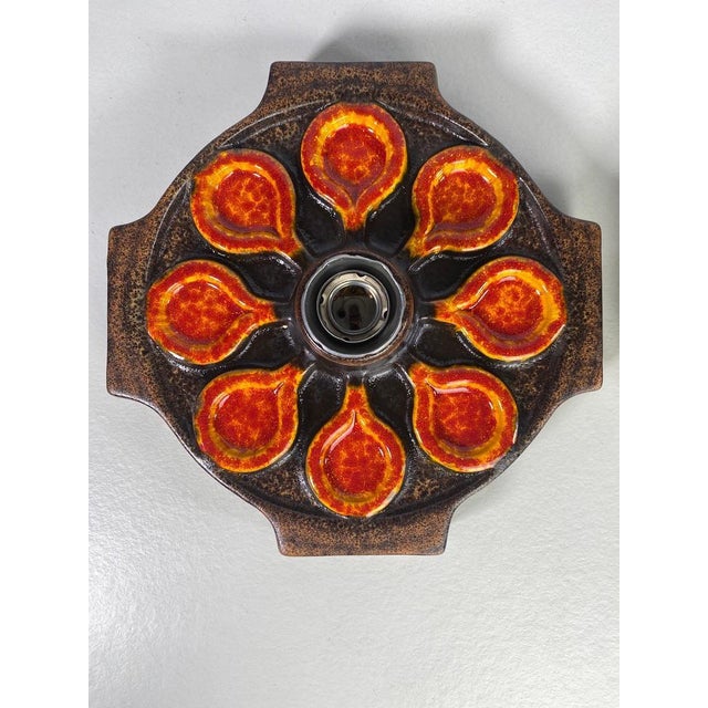 1960s Mid-Century Fat Lava German Ceramic Wall Lamps, 1960s, Set of 3 For Sale - Image 5 of 14