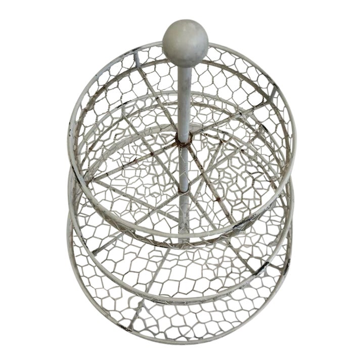 Vintage White 3-Tier Wire Basket Stand – Farmhouse Display Organizer ...