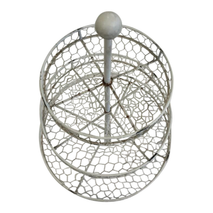 Vintage White 3-Tier Wire Basket Stand – Farmhouse Display Organizer