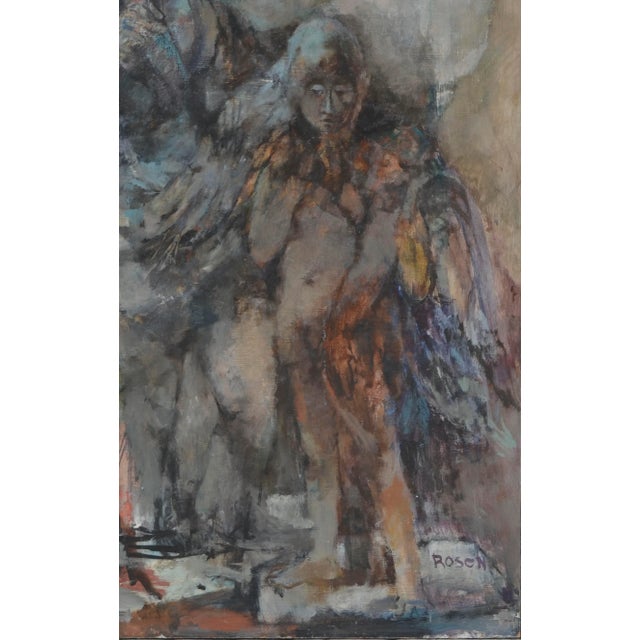 Abstract Expressionism Victorian Couple With Angel - Figurative Abstract by David Rosen (B.1912) For Sale - Image 3 of 6