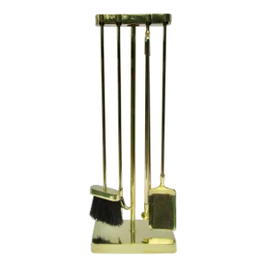 C.1970's Post Modern Nancy Ruben,(Design) for Virginia Metalcrafter's(Mfr.)- "Minima" Polished Brass Fireplace Tools Set