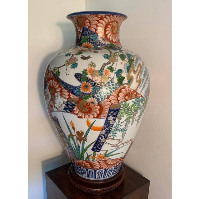 24" Tall 19th Century Japanese Arita Porcelain Vase For Sale - Image 4 of 8