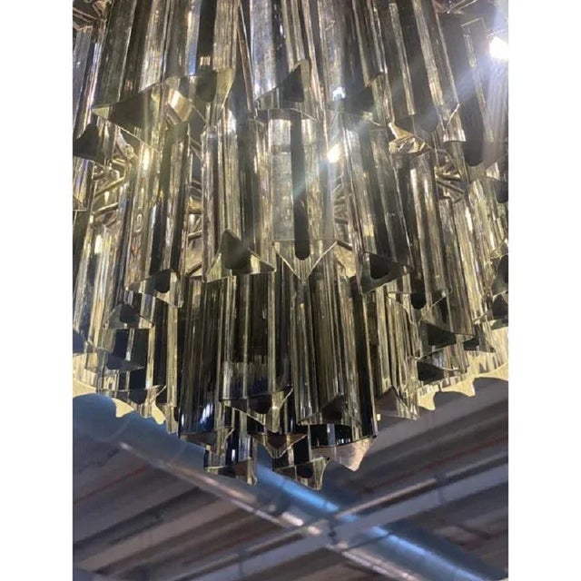 Transparent and Black Triedro Murano Glass Chandelier by Simong For Sale - Image 6 of 10