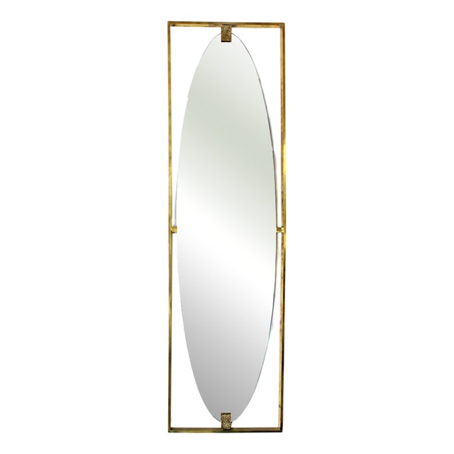 Vintage Mirror with Brass Frame, 1970s For Sale