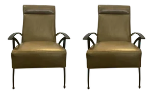 Pair of Mid-Century Style Caracole Leather Chairs