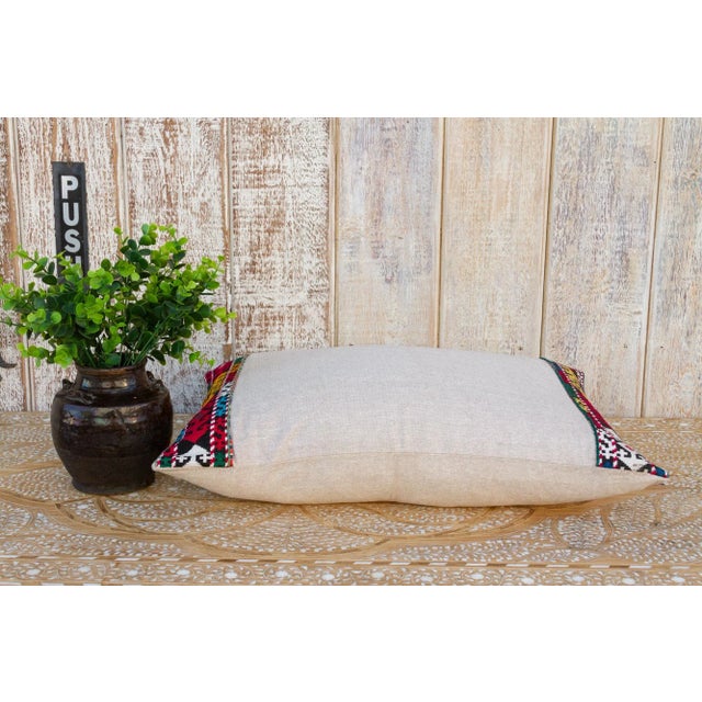 Zue Linen Tribal Border Pillow For Sale In Los Angeles - Image 6 of 9