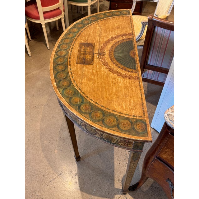 19th Century Italian Painted Demi-Lune Console Table For Sale - Image 14 of 14