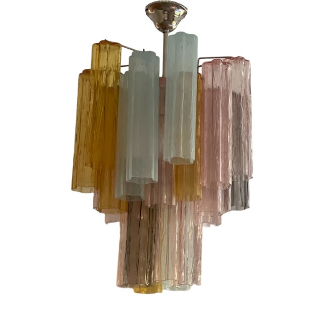 Small Tubular Tutti Frutti Chandelier in Murano Glass For Sale