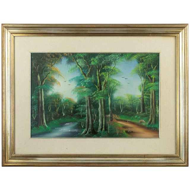 Kabemba Situna WA, Exotic Landscape, Oil on Canvas, 1970s For Sale
