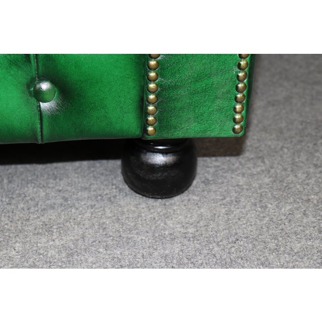 Custom Made English Emerald Green Tufted Chesterfield Sofa For Sale - Image 10 of 12