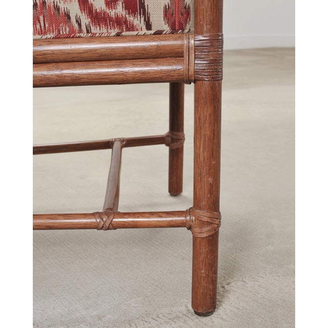 Set of Four McGuire Spindle-Back Rattan Ikat Dining Armchairs For Sale - Image 16 of 18