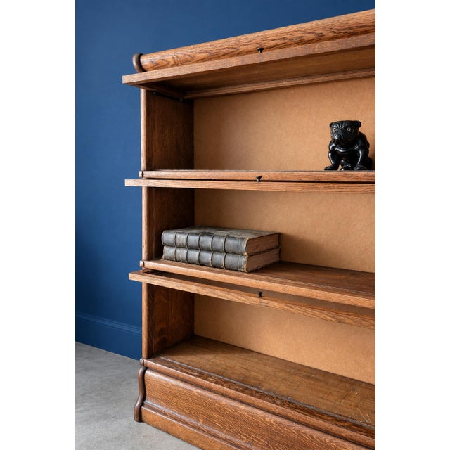 Wood English Oak Sectional Barrister Bookcase in the style of Globe-Wernicke, 1910s For Sale - Image 7 of 12