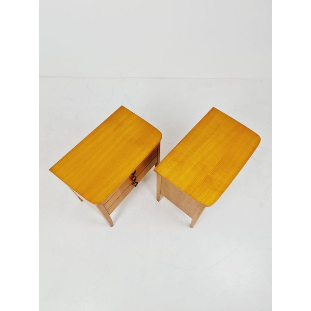 Brown Mid-Century German Beech Bedside Tables from Wk Möbel, 1960s, Set of 2 For Sale - Image 8 of 11