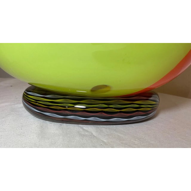 Yellow Large Blown Harry Stuart RPM Studio Centerpiece Bowl Art Glass Sculpture Vase For Sale - Image 8 of 14
