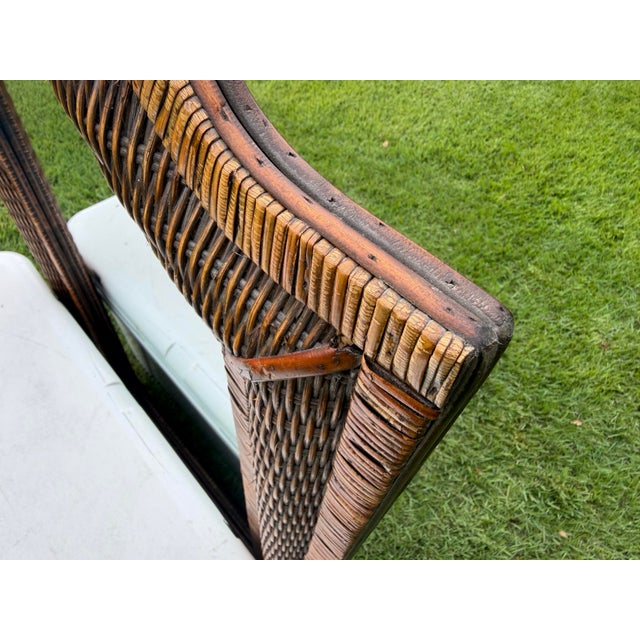 Vintage Serpentine-Top Woven Rattan Wall Mirror For Sale - Image 10 of 10