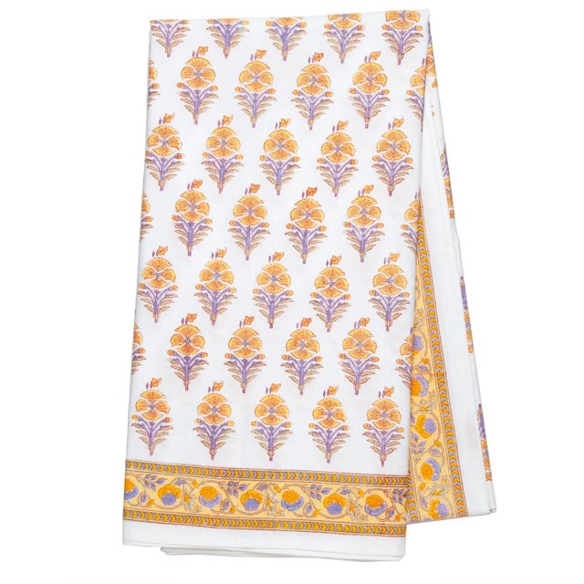 Juhi Flower Tablecloth, 8-seat table - Yellow For Sale - Image 4 of 4