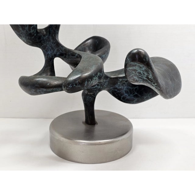 1980s Large 20" Solid Bronze Abstract Organic Modern Sculpture Verdigris Patina 40 LBS For Sale - Image 17 of 17