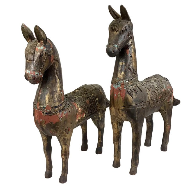 Museum Tibetan Wood Horses - a Pair For Sale - Image 4 of 13