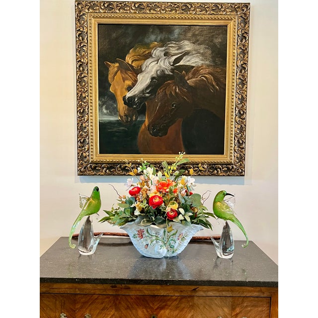 Italian Centerpiece Cheerful Faux Array in Vintage Hand Painted Italian Ceramic Scalloped Bowl For Sale - Image 3 of 7