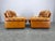 Wood Mid-Century Italian Cognac Leather Lounge Armchairs, 1970s, Set of 2 For Sale - Image 7 of 12