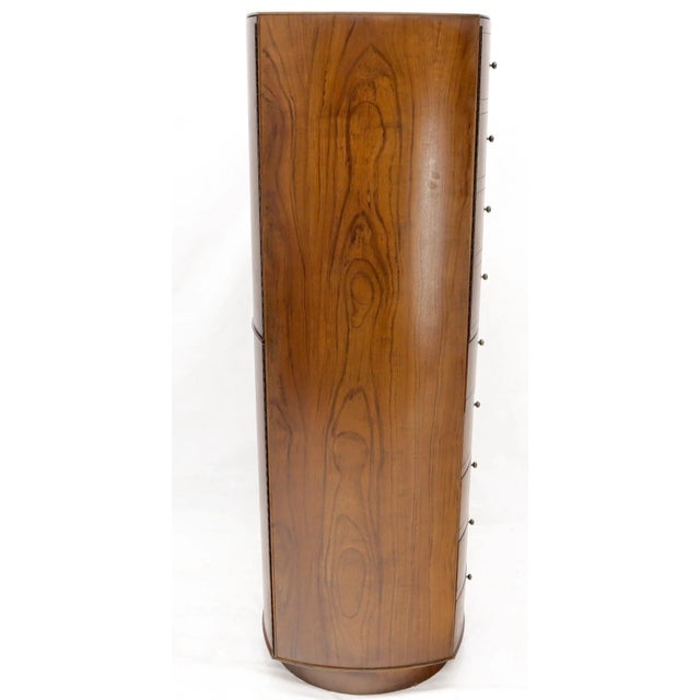 Wood Unusual Double Sided Swivel Cylinder Shape Dresser Cheval Mirror Combo Cabinet For Sale - Image 7 of 13