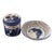 3-Piece Blue & White Grape Motif Porcelain Bowl/Lidded Jar Set For Sale