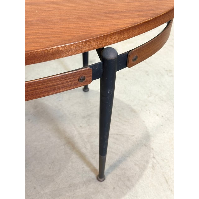Metal Teak Oval Coffee Table, 1960s For Sale - Image 7 of 9