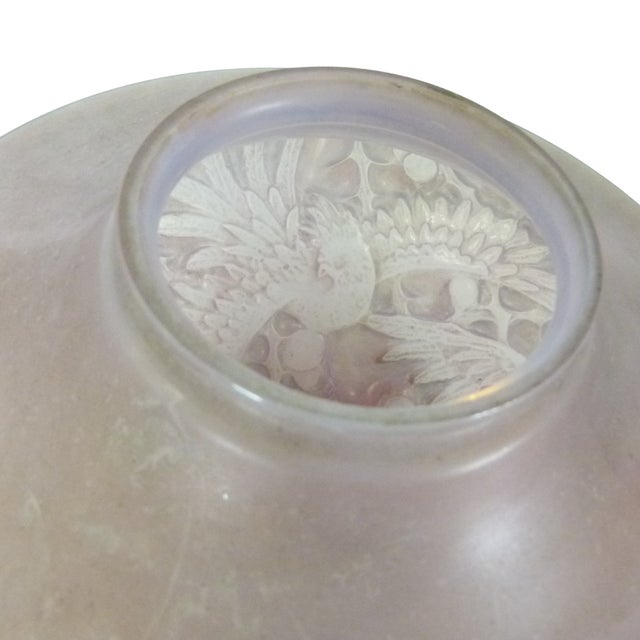 Glass 20s Art Glass Frosted Pink Cockatiel Globe Shade . Consolidated Lamp and Glass . Phoenix Glass . Art Deco For Sale - Image 7 of 9