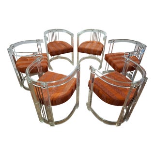 Vintage Acrylic and Chrome Chairs, Italy, 1970s, Set of 6 For Sale