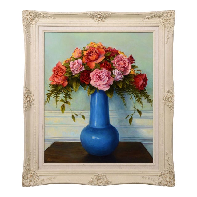 Dirk Foslien "Roses" Oil Painting on Board For Sale