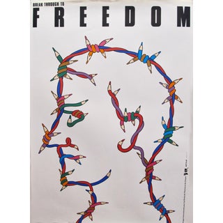 1989 Original Poster for Artis 89's Images Internationales Pour Les Droits De l'Homme Et Du Citoyen - Break Through to Freedom For Sale