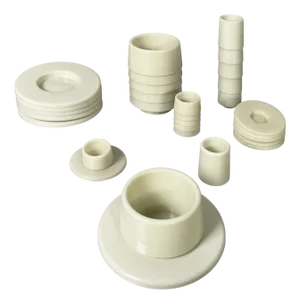Italian Modern White Plastic Tableware from Angelo Mangiarotti, 1970s, Set of 30