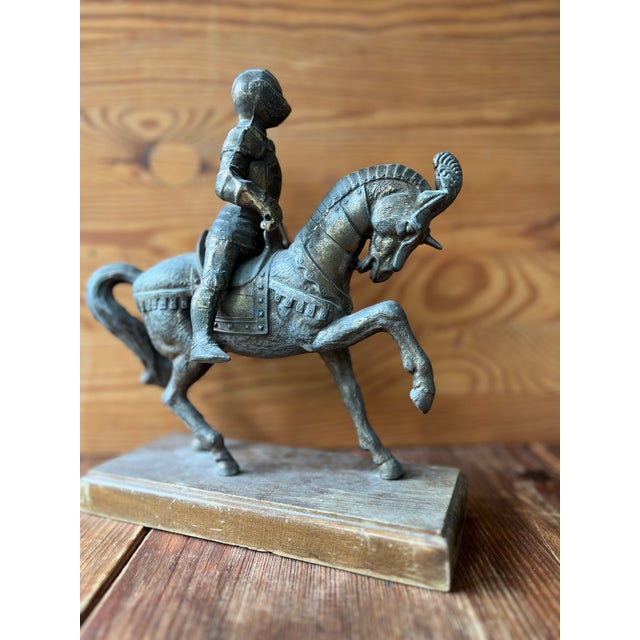 Vintage Italian Bronze Sec. XV Medieval Knight Horse Sculpture, 1950s For Sale - Image 6 of 7
