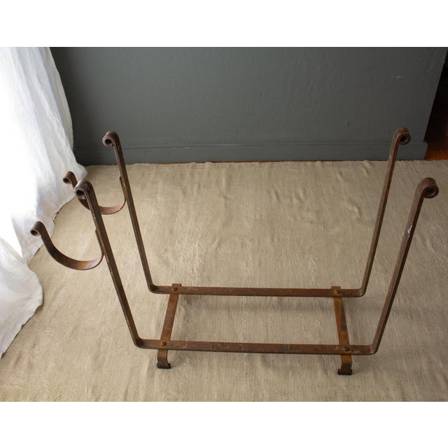 Large Hammered Steel Firewood and Kindling Rack With Rustic Patina For Sale - Image 14 of 16