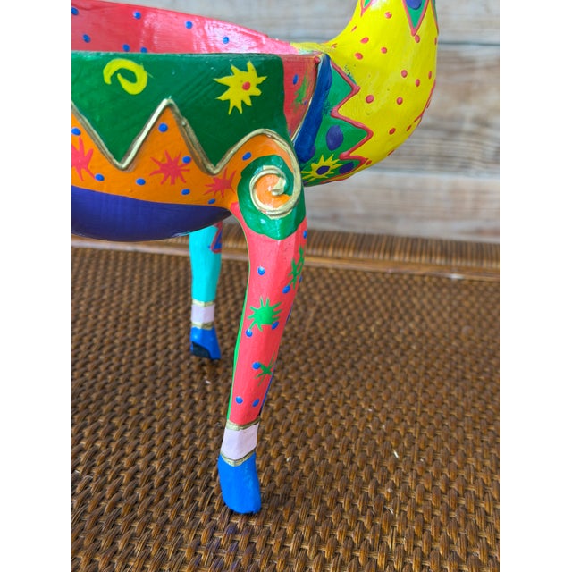 Yellow Hand-Painted Alebrije-Style Folk Art Giraffe Planter For Sale - Image 8 of 10