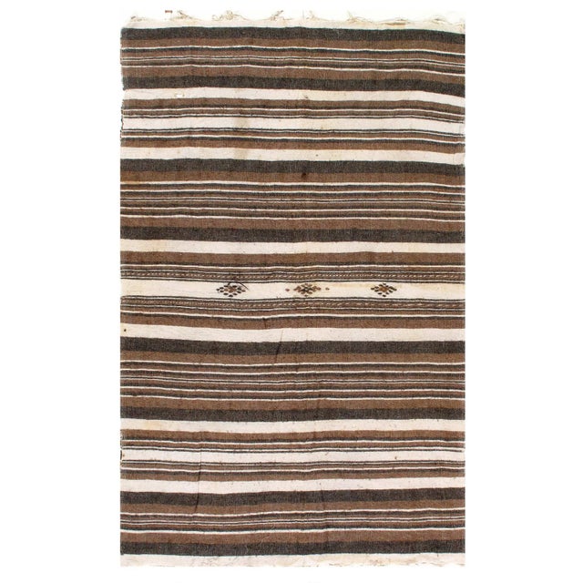 Multi Color Flat Weave Vintage Moroccon 4'5'' X 7'1'' For Sale - Image 4 of 5