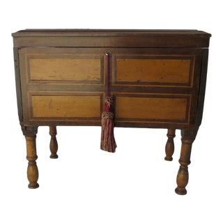 Small Lift Top Chest on Legs Inlaid Spanish Colonial Side Table For Sale